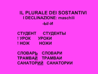IL PLURALE DEI SOSTANTIVI