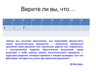 Верите ли вы, что…