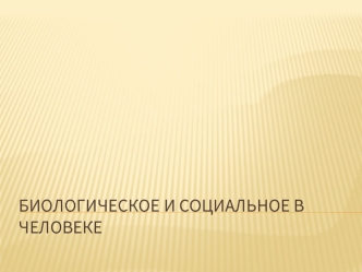 Биологическое и социальное в человеке