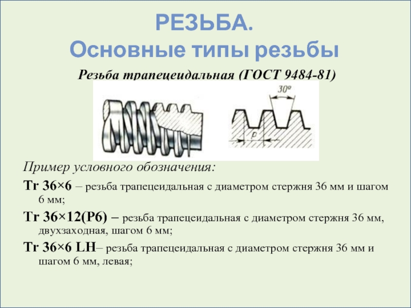 Заход резьбы. Двухзаходная резьба 36 мм размер. Трапецеидальная резьба шаг 6. Резьба трапецеидальная однозаходная шаг 6. Резьба трапецеидальная ГОСТ 9484-81.