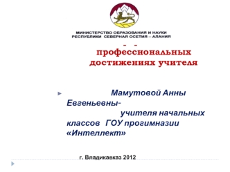Информации о профессиональныхдостижениях учителя