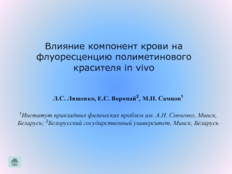 Влияние компонент крови на флуоресценцию полиметинового красителя in vivo