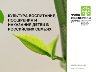 Культура воспитания, поощрения и наказания детей в российских семьях