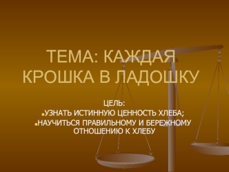 ТЕМА: КАЖДАЯ КРОШКА В ЛАДОШКУ
