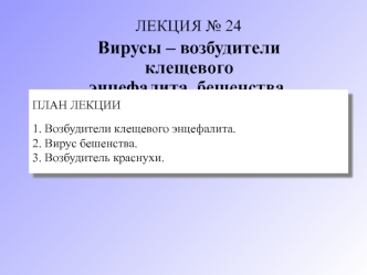 Вирусы – возбудители клещевого энцефалита, бешенства, краснухи