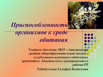 Приспособленность организмов к среде обитания