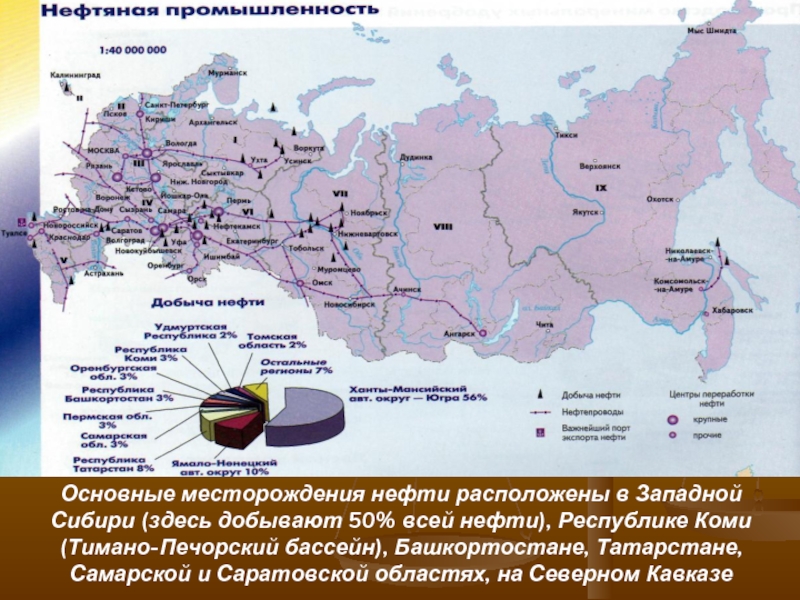 Где в россии нефть карта