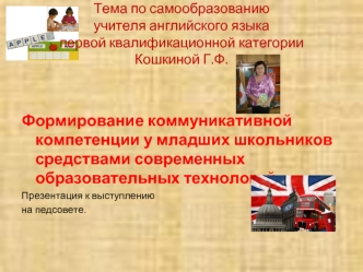 Формирование коммуникативной компетенции у младших школьников средствами современных образовательных технологий.
Презентация к выступлению
на педсовете.