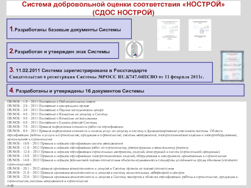 Правила 2011. СДОС НОСТРОЙ. Порядок и правила оценки соответствия. Документы НОСТРОЙ. Оценка стоимости работ по сертификации.