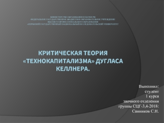 Критическая теория технокапитализма Дугласа Келлнера