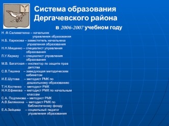 Система образования Дергачевского района
             в 2006-2007 учебном году