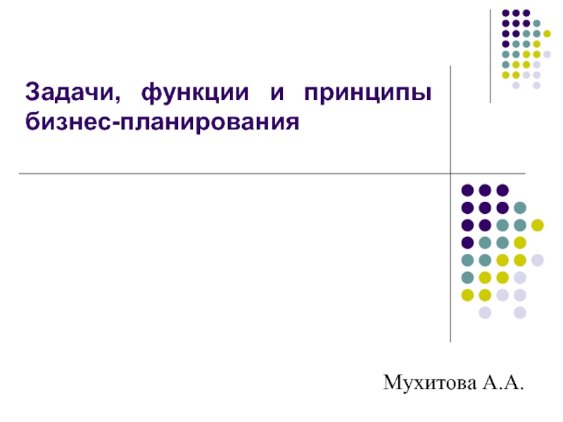 Задачи, функции и принципы бизнес-планирования Мухитова А.А.