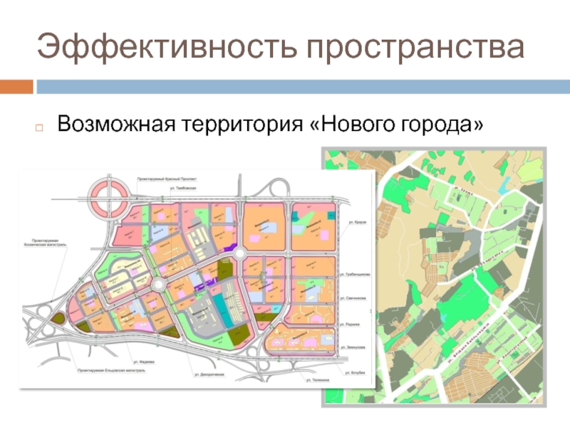 Эффективность пространства Возможная территория «Нового города»