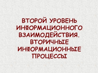 Второй уровень информационного взаимодействия. Вторичные информационные процессы