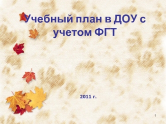 Учебный план в ДОУ с учетом ФГТ