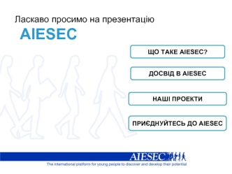 Ласкаво просимо на презентацію
  AIESEC