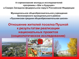 Отношение жителей поселка Пушной 
к результатам реализации
национальных проектов
(социологическое исследование)