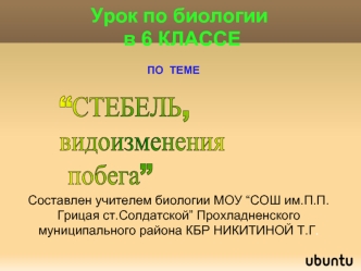 Урок по биологии в 6 КЛАССЕ