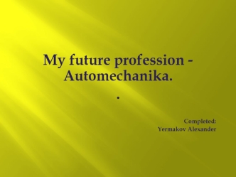 Автомеханик. My future profession - Automechanika