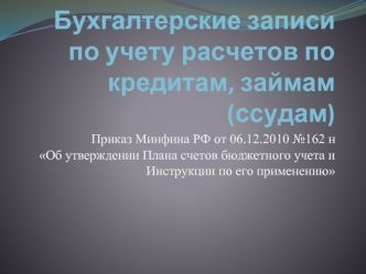 Бухгалтерские записи по учету расчетов по кредитам, займам (ссудам)