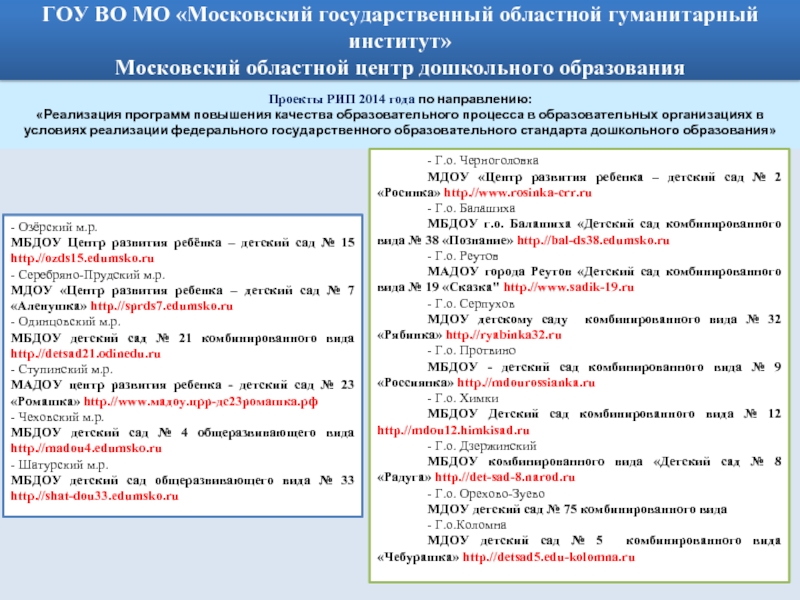 Проект образование московская область