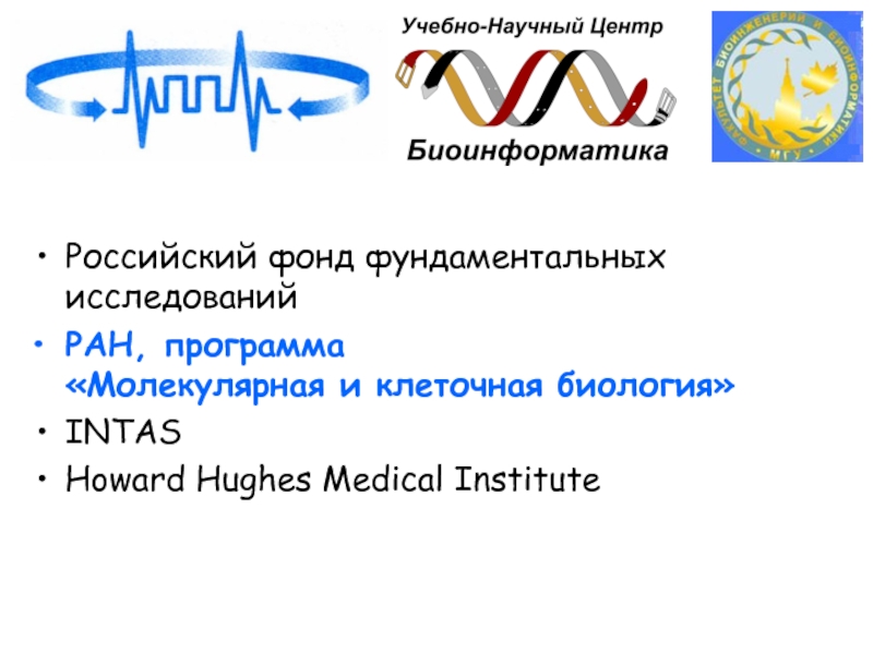 Российский фонд фундаментальных исследований РАН, программа  «Молекулярная и клеточная биология» INTAS