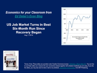 Economics for your Classroom fromEd Dolan’s Econ BlogUS Job Market Turns in Best Six-Month Run Since Recovery BeganAug 1, 2014