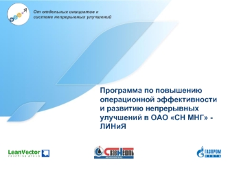 Программа по повышению операционной эффективности и развитию непрерывных улучшений в ОАО СН МНГ - ЛИНиЯ