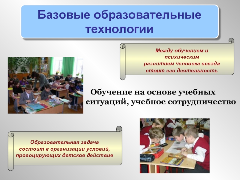 Базовые образовательные технологии. Технология учебного сотрудничества в начальной школе. Образовательные ситуации в школе