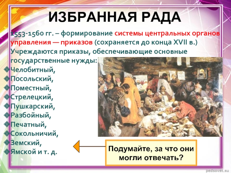 Реформы избранной рады создание русской правды. Избранная рада. Избранная рада 1560. Избранная рада приказы. Посольский приказ избранная рада.