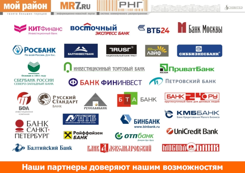 Банк москвы партнеры банка без комиссии. Наши партнеры нам доверяют. Доверяю партнеру. Наше парнеры наши партнеры. Торговая марка ООО "банк Фининвест.