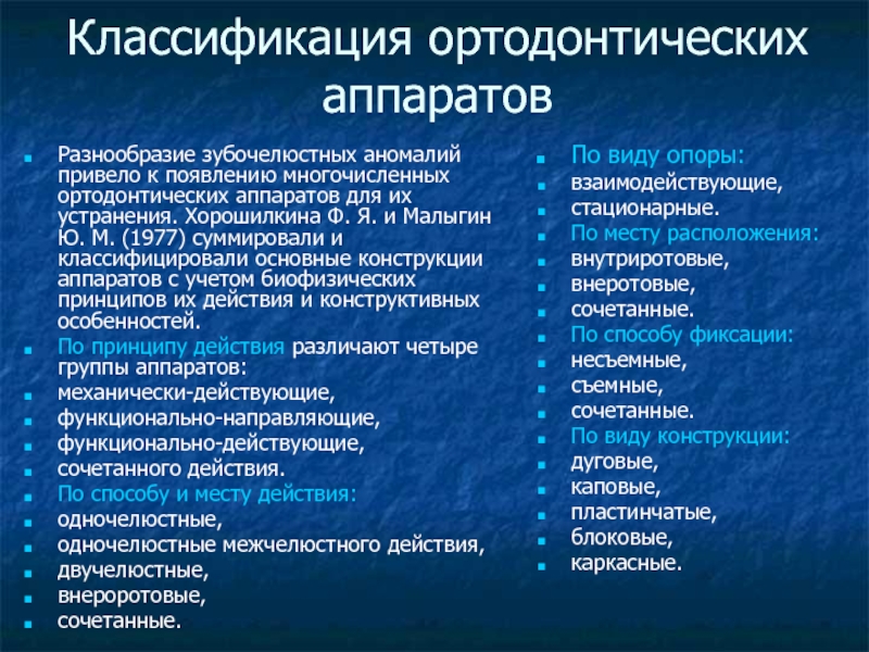 Классификация ф. Классификация ортодонтических аппаратов. Хорошилкина классификация аппаратов. Классификация ортодонтических аппаратов ф.я. Хорошилкиной. Классификация Хорошилкиной и Малыгина.