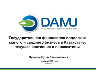 Государственная финансовая поддержка малого и среднего бизнеса в Казахстане: текущее состояние и перспективы