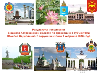 Результаты исполнения бюджета Астраханской области по сравнению с субъектами Южного Федерального округа по итогам 1 квартала 2010 года