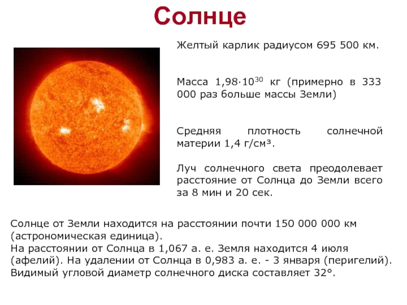 Диаметр солнца составляет земли. Солнце экологический фактор.