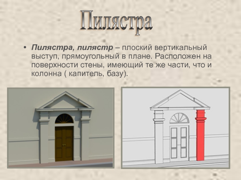 Вертикальный плоский прямоугольный в плане выступ стены или столба 8 букв