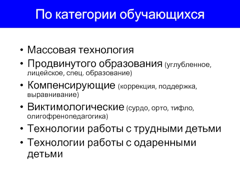 Технологии компенсирующего обучения учащихся. Сурдо тифло олигофренопедагогика.