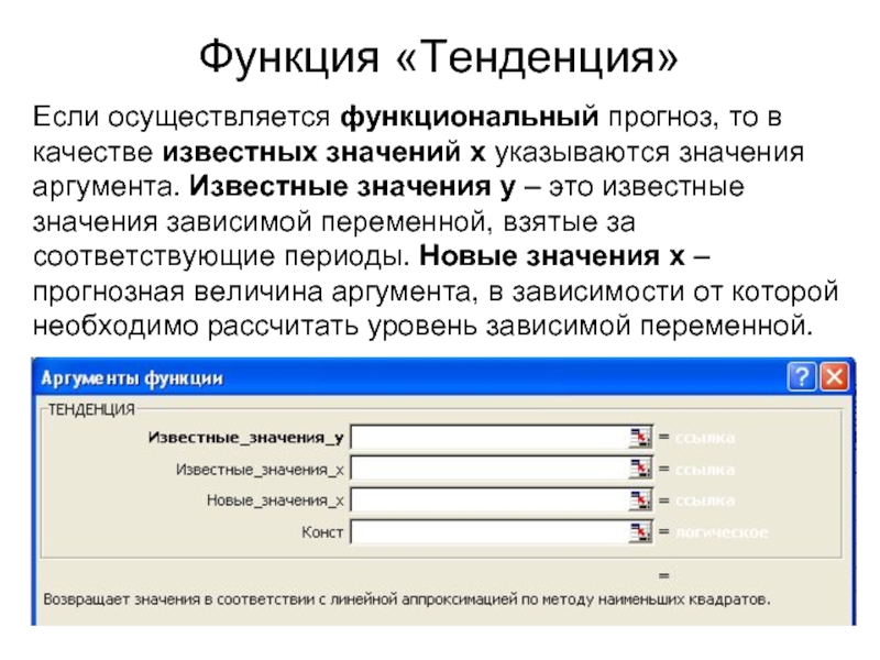 Функция тенденция. Синтаксис функции тенденция. Функция тенденция в excel. Функция тренда. Статистические функции тенденция.