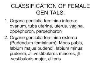 Classification of female genitals