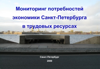 Мониторинг потребностей 
экономики Санкт-Петербурга
в трудовых ресурсах




Санкт-Петербург
2009