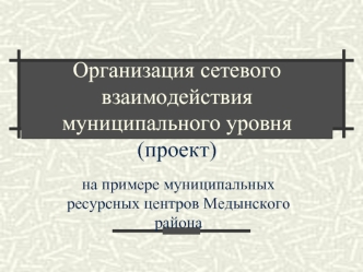 Организация сетевого взаимодействия муниципального уровня(проект)