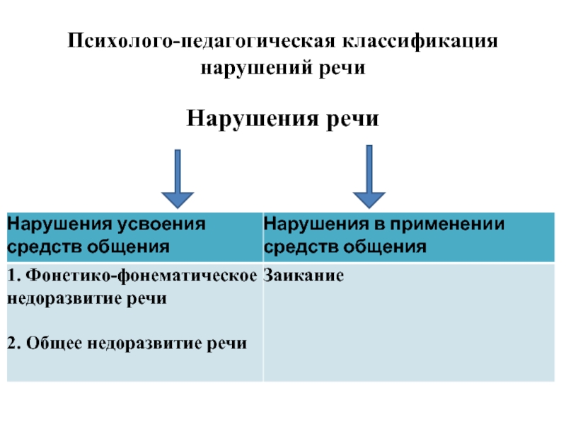 Педагогическая классификация нарушений речи