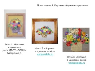 Приложение 1. Картины Корзина с цветами.