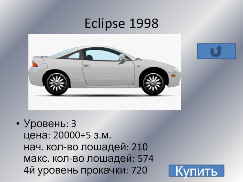 Eclipse 1998Уровень: 3 цена: 20000+5 з.м. нач. кол-во лошадей: 210 макс.