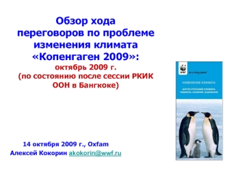 Обзор хода  переговоров по проблеме изменения климата Копенгаген 2009: октябрь 2009 г. (по состоянию после сессии РКИК ООН в Бангкоке)