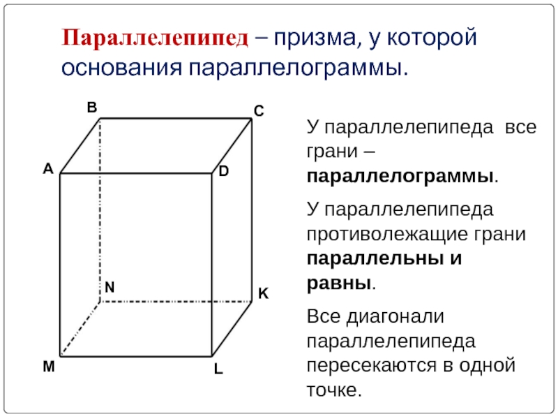 Отметь какие свойства имеет параллелепипед рисунок и описание которого перед тобой наклонный