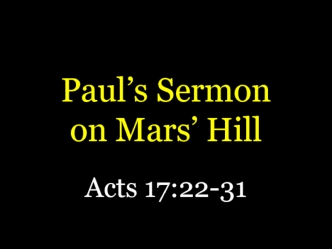Paul’s Sermon on Mars’ Hill