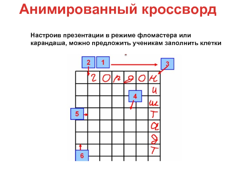 Анимация кроссворд в презентации