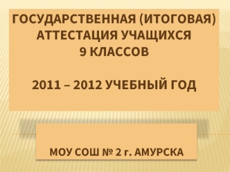 Государственная (итоговая) аттестация учащихся 9 классов2011 – 2012 учебный год