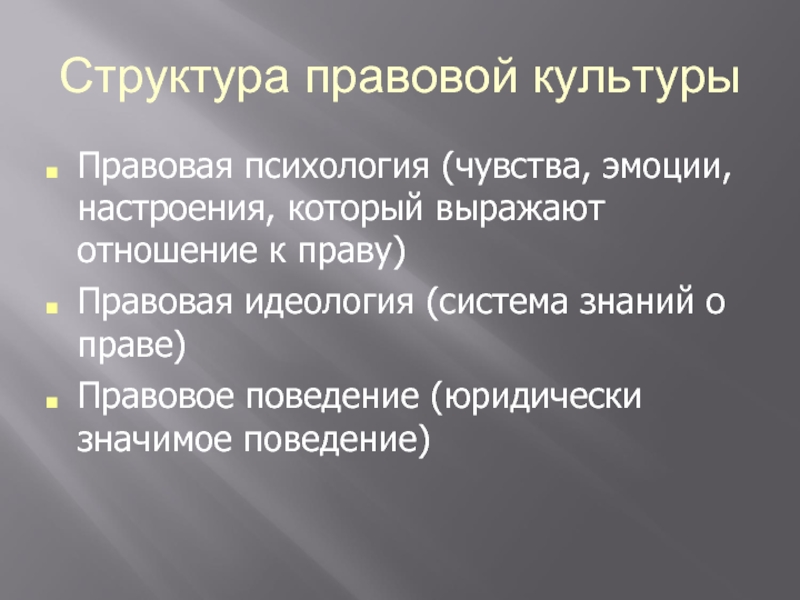 Правовая идеология государства. Структура правового поведения. Структура знаний по праву.